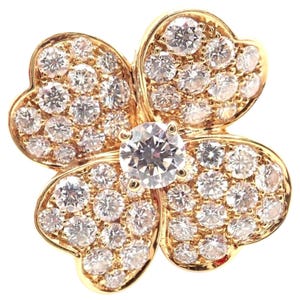 Authentic! Van Cleef & Arpels Cosmos 18k Yellow Gold Diamond Medium Model Ring