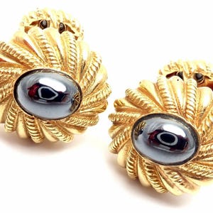 Authentic! Tiffany & Co Jean Schlumberger 18k Yellow Gold Hematite Cufflinks