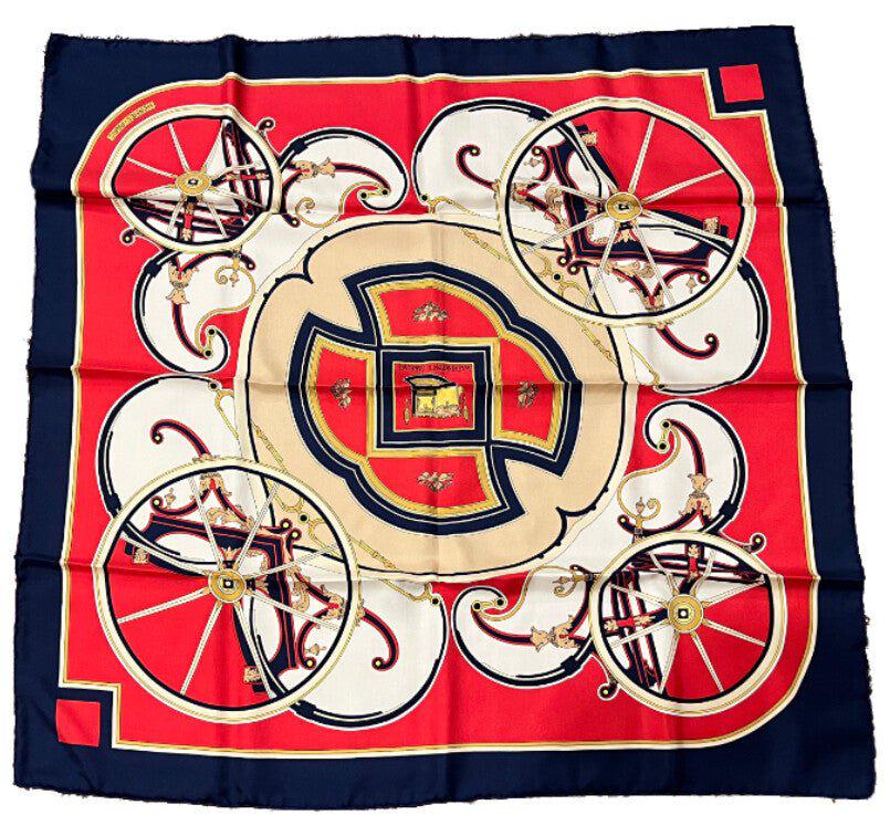 Authentic RARE! Hermes Washington's Carriage Vintage 90cm Silk