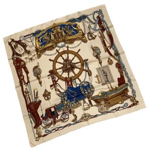 Authentic RARE! Hermes Musee Museum Vintage 90cm Silk Scarf