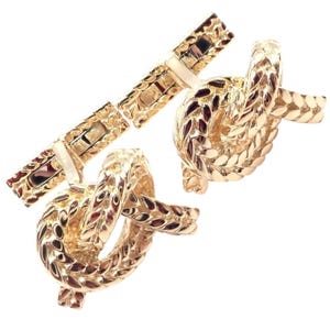 Vintage! Hermes Georges L'Enfant 18k Yellow Gold Twisted Rope Knot Cufflinks