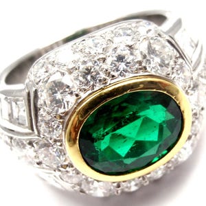 Rare! Authentic Patek Philippe Platinum Diamond Emerald Ring Certificate