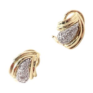Authentic! Tiffany & Co 18k Yellow Gold Diamond Teardrop Earrings