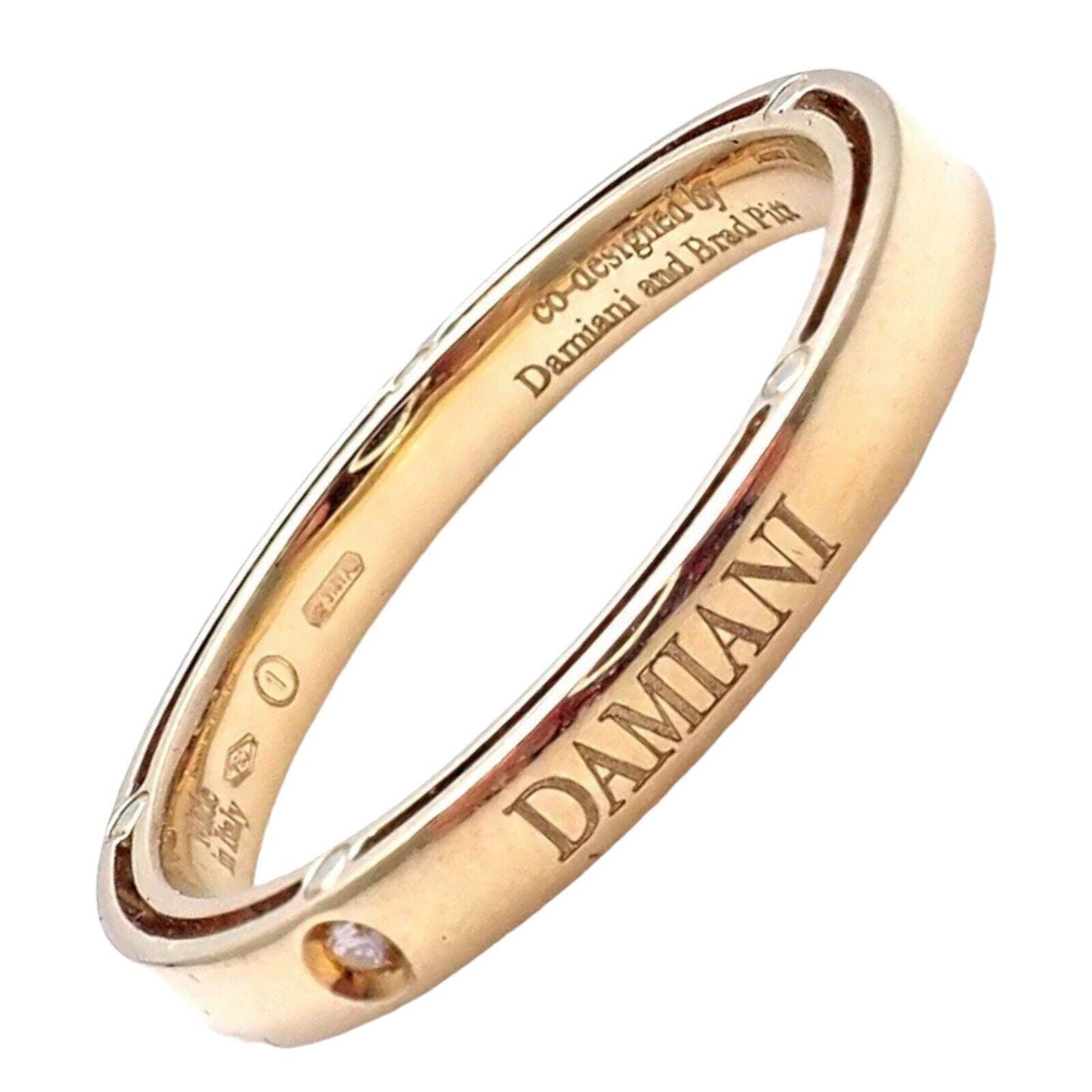 New! Authentic Damiani Brad Pitt 18k Yellow Gold Diamond 3mm Band