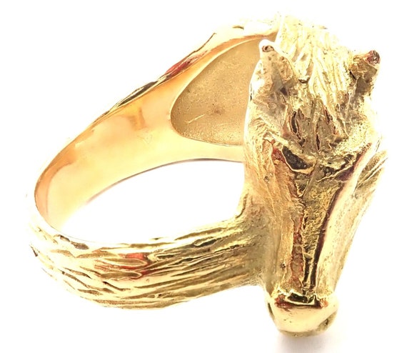 Authentic! Vintage Hermes 18K Yellow Gold Horse B… - image 3