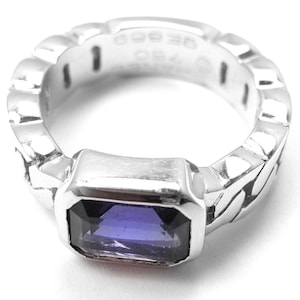 Authentic! Chanel 18k White Gold Tanzanite Band Ring