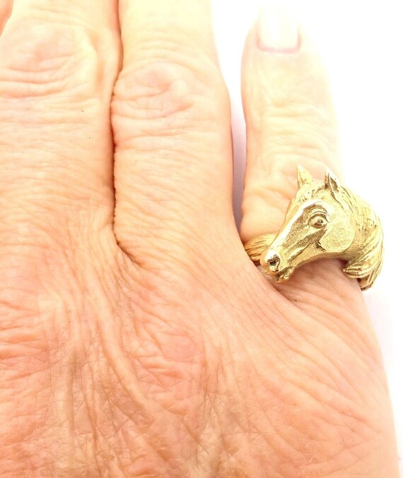 Authentic! Vintage Hermes 18K Yellow Gold Horse B… - image 9