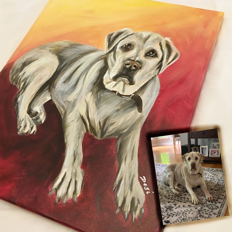 Personalized Pet Portrait Custom Dog Painting on Canvas Pet Etsy