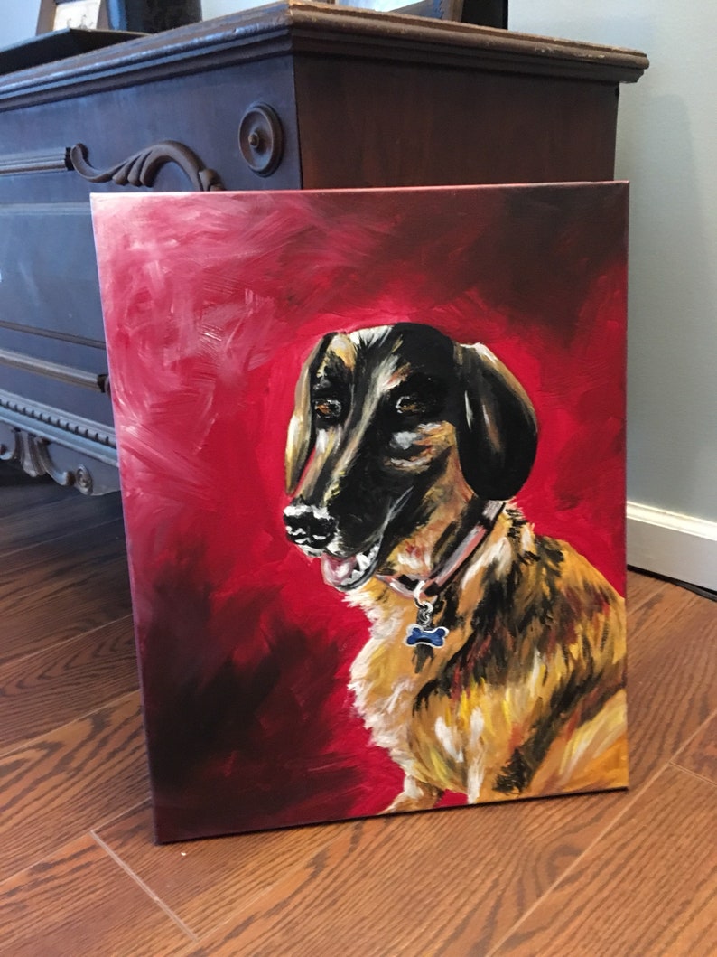 Personalized Pet Portrait Custom Dog Painting on Canvas Pet Etsy