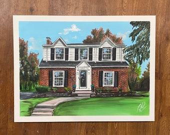 FREE SHIPPING - Hand Painted House Warming Gift From Photo Acrylic on Canvas Canvas Realtor Closing Gift Wedding Gift