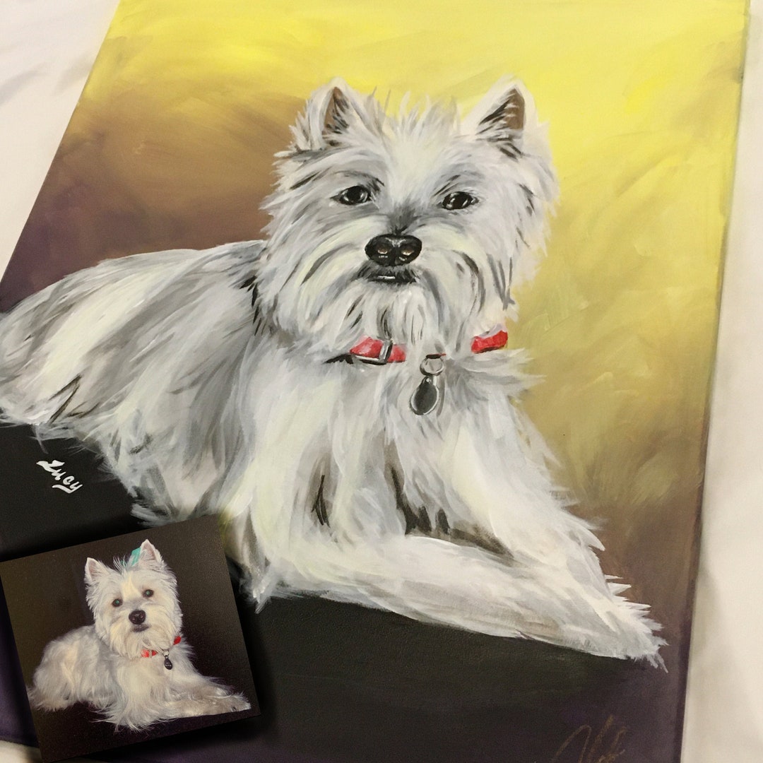Personalized Pet Portrait Custom Dog Painting on Canvas Pet - Etsy