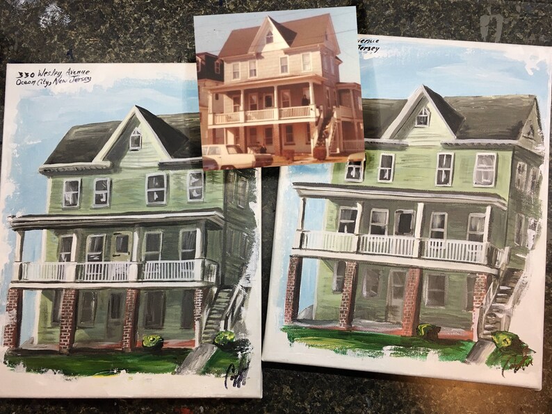 FREE SHIPPING House Warming gift custom home portrait hand painted from picture canvas personalized Realtor closing gift