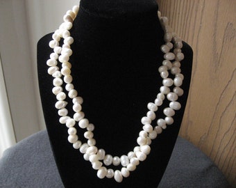 Biwa pearls - baroque pearls - double strand - 18 inches long - large