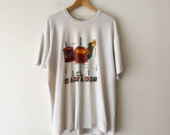 Vintage 90s El Salvador Graphic Tee - Large Unisex Top