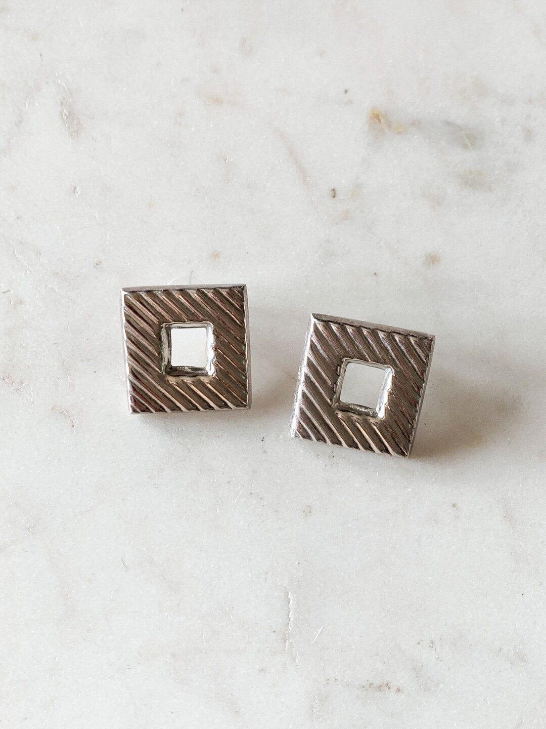 Square Ribbed Earrings Vintage 1980s Sterling Silver Square Earrings: Modernist Jewelry - Etsy ...