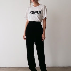 Black Velvet Pants // 26 Inch waist Anne Klein Trousers // Small Vintage Black Pants