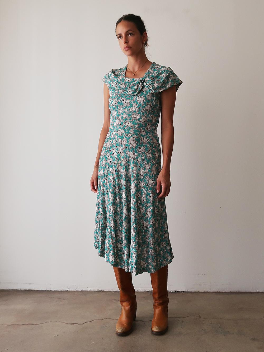 Vintage 1940s Green Dress - Etsy