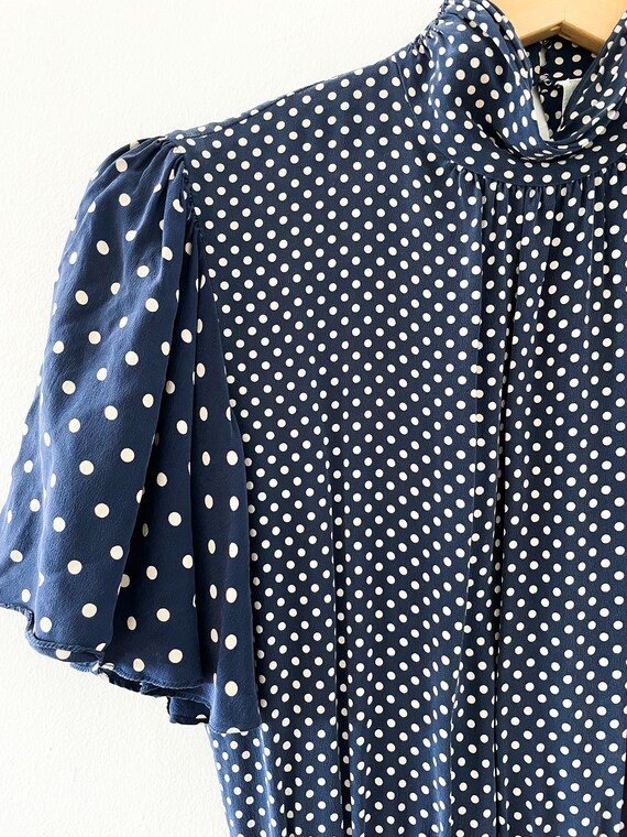 Silk Polka Dot Dress // 1980's Silk Polka Dot Pri… - image 5