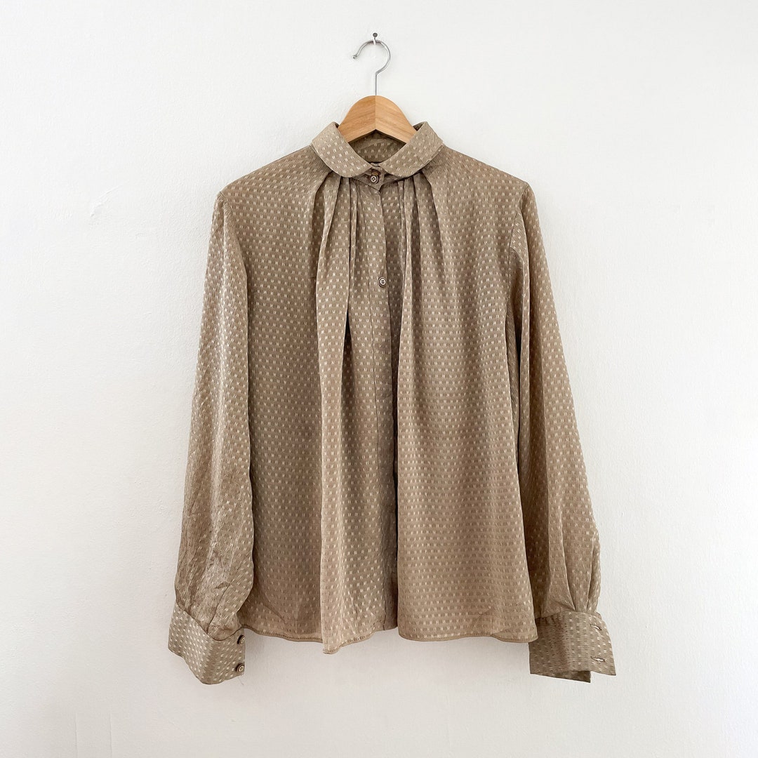 Vintage Two Tone Taupe Blouse S/M