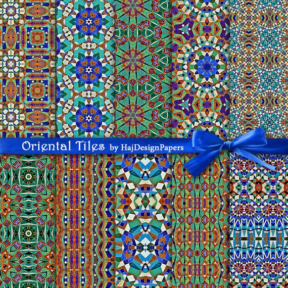 Moroccan digital paper : Oriental Tiles Moroccan | Etsy