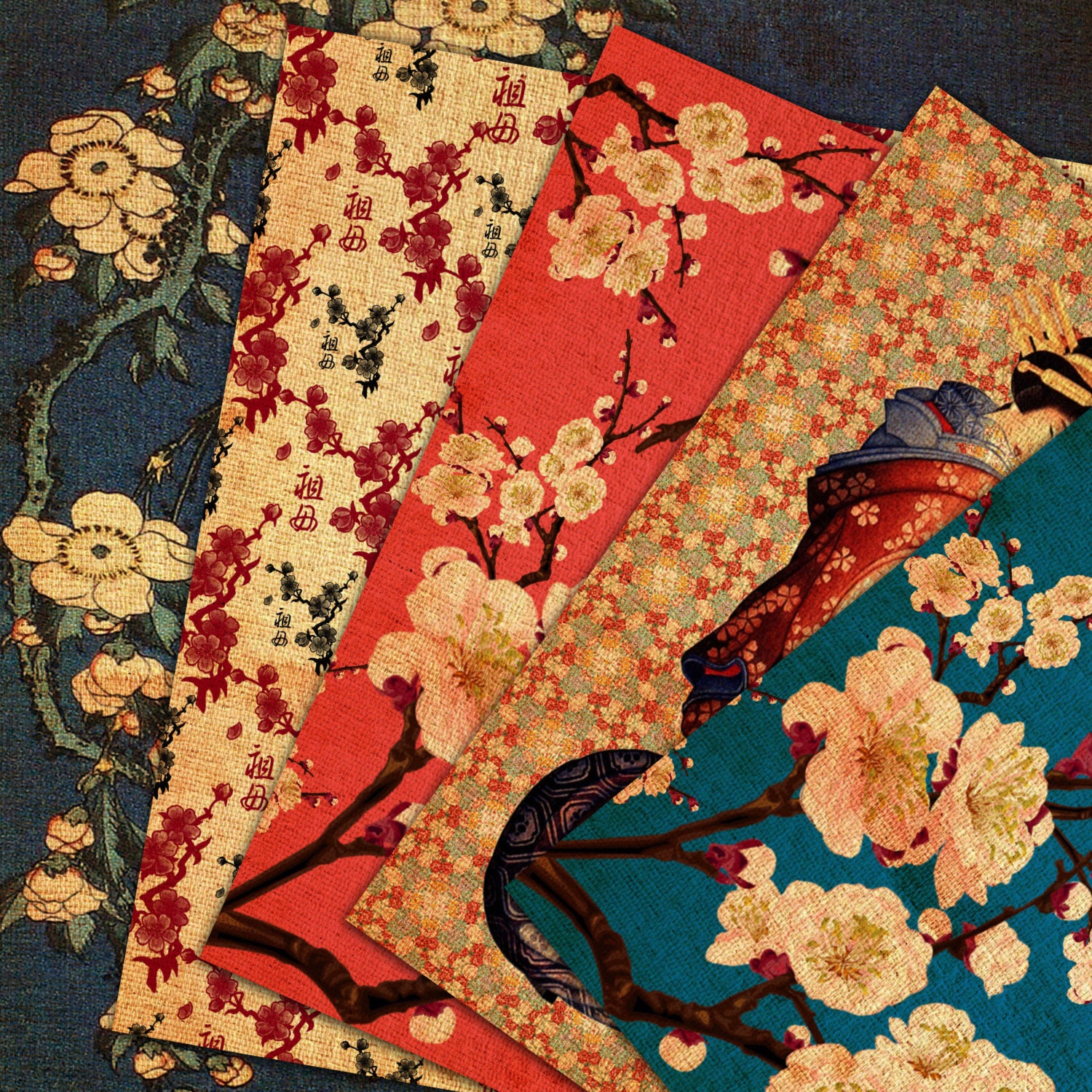 Vintage Japan Instant Download Digital Paper Floral Etsy