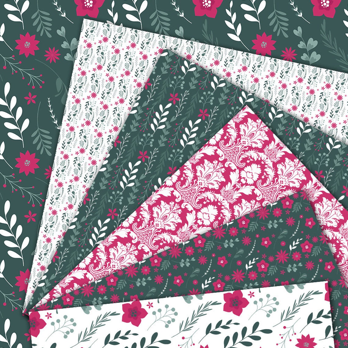 Digitale Papier in Türkis und rosa Frühling Blumen | Etsy