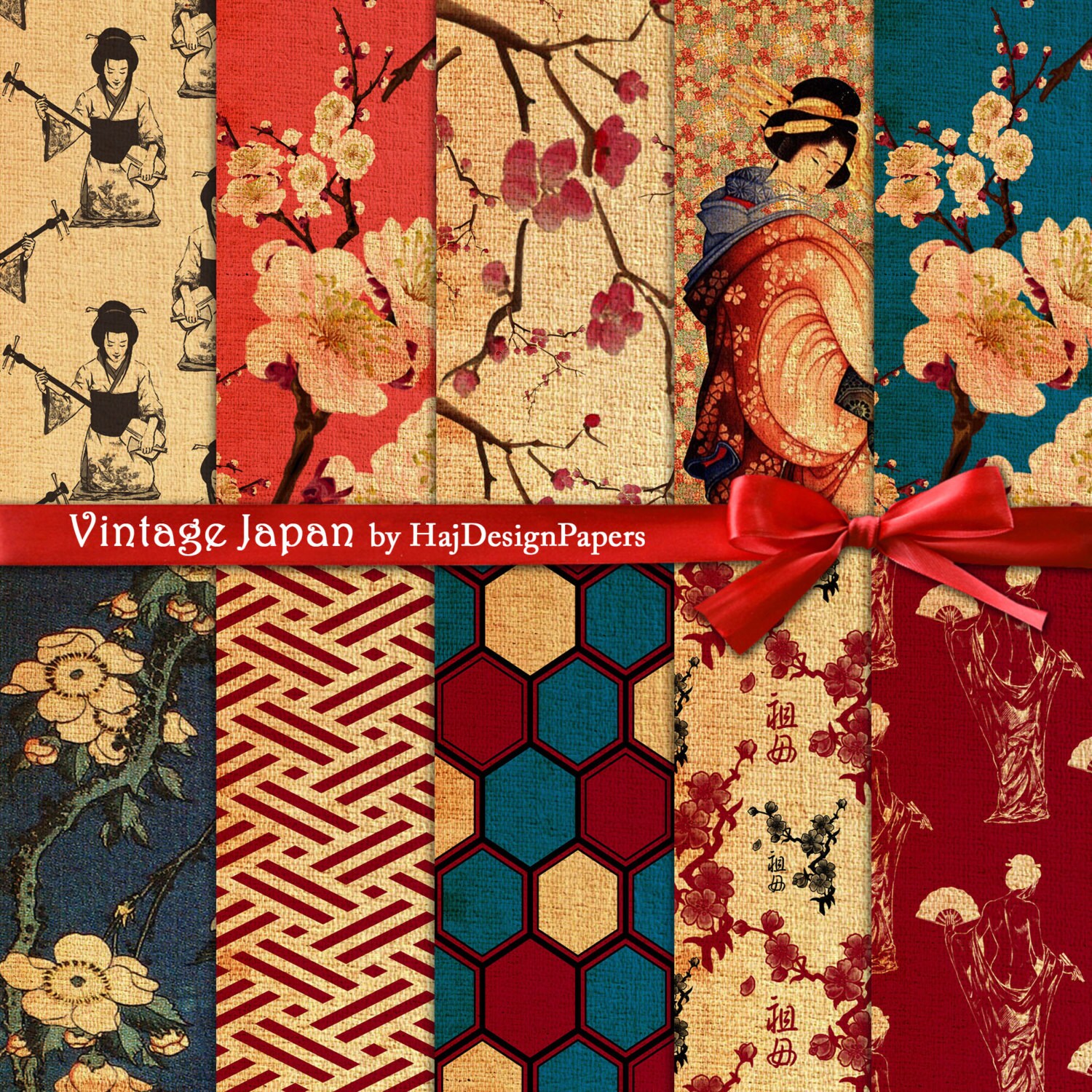 Vintage Japan Instant Download Digital Paper Floral Etsy