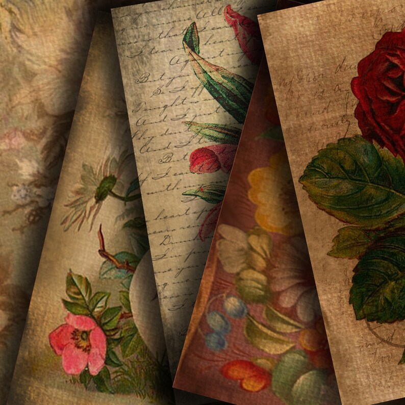 Floral Digital Paper vintage FLORAL Set Vintage Etsy