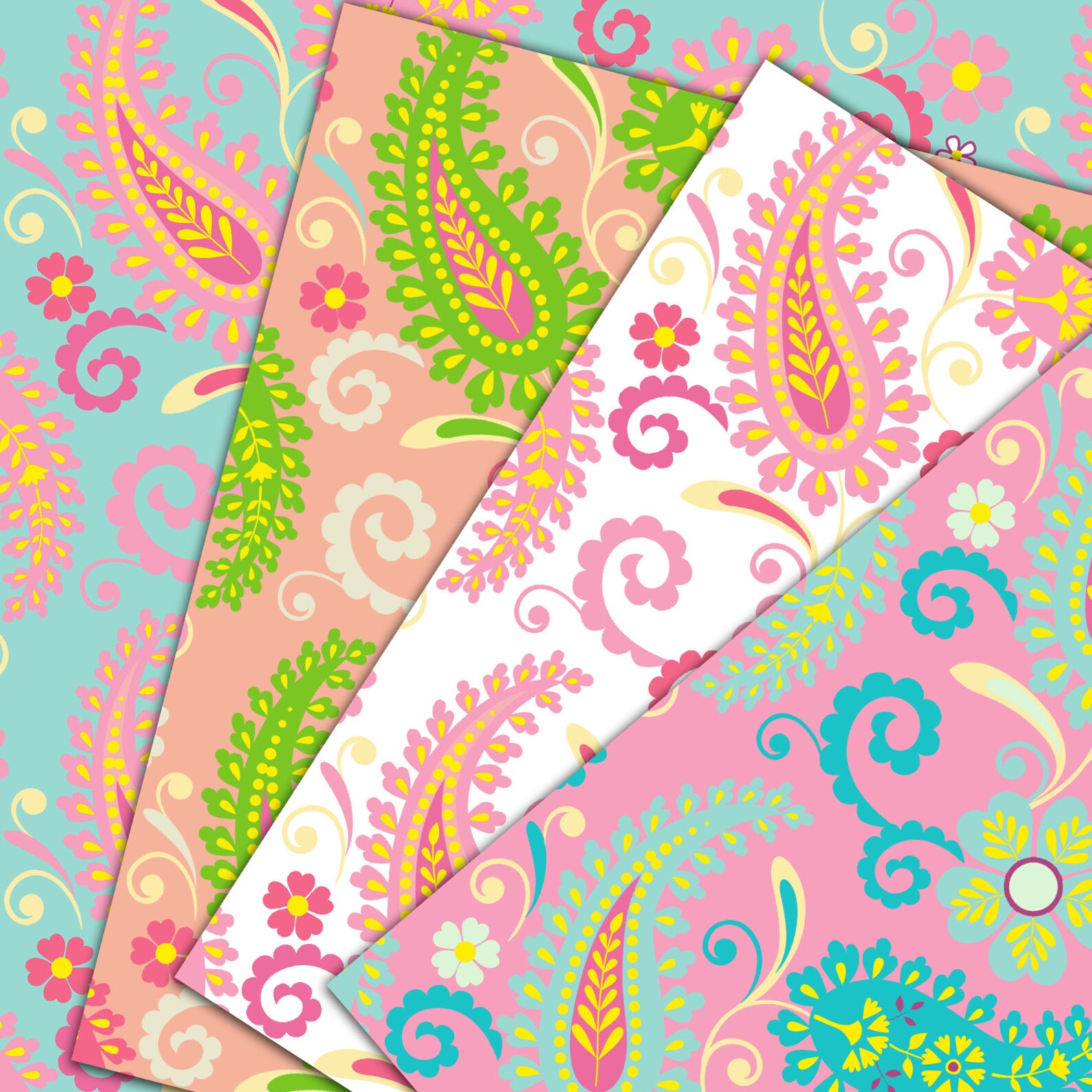 Paisley Digital Paper paisley Candy Digital Etsy