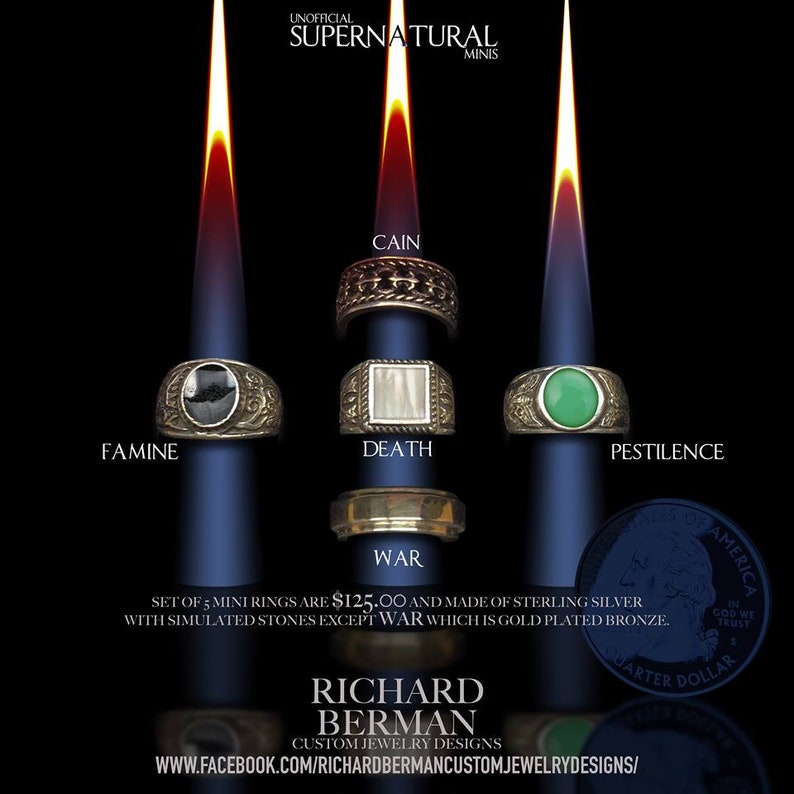 supernatural inspired MINI set of horsemen rings