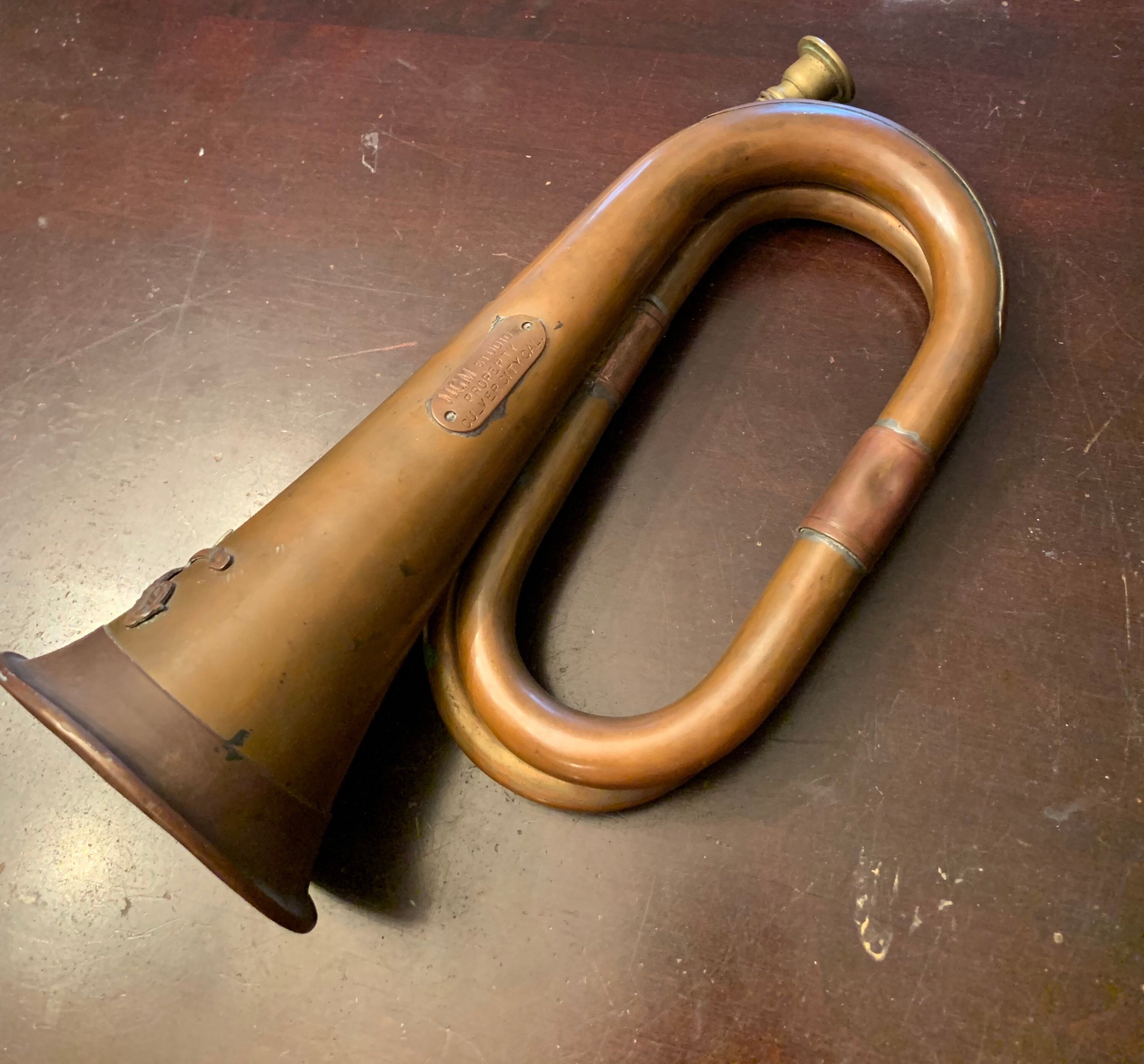 Early Copper Brass Military Cavalry Signal Bugle Regiment Civil War Horn  Decor