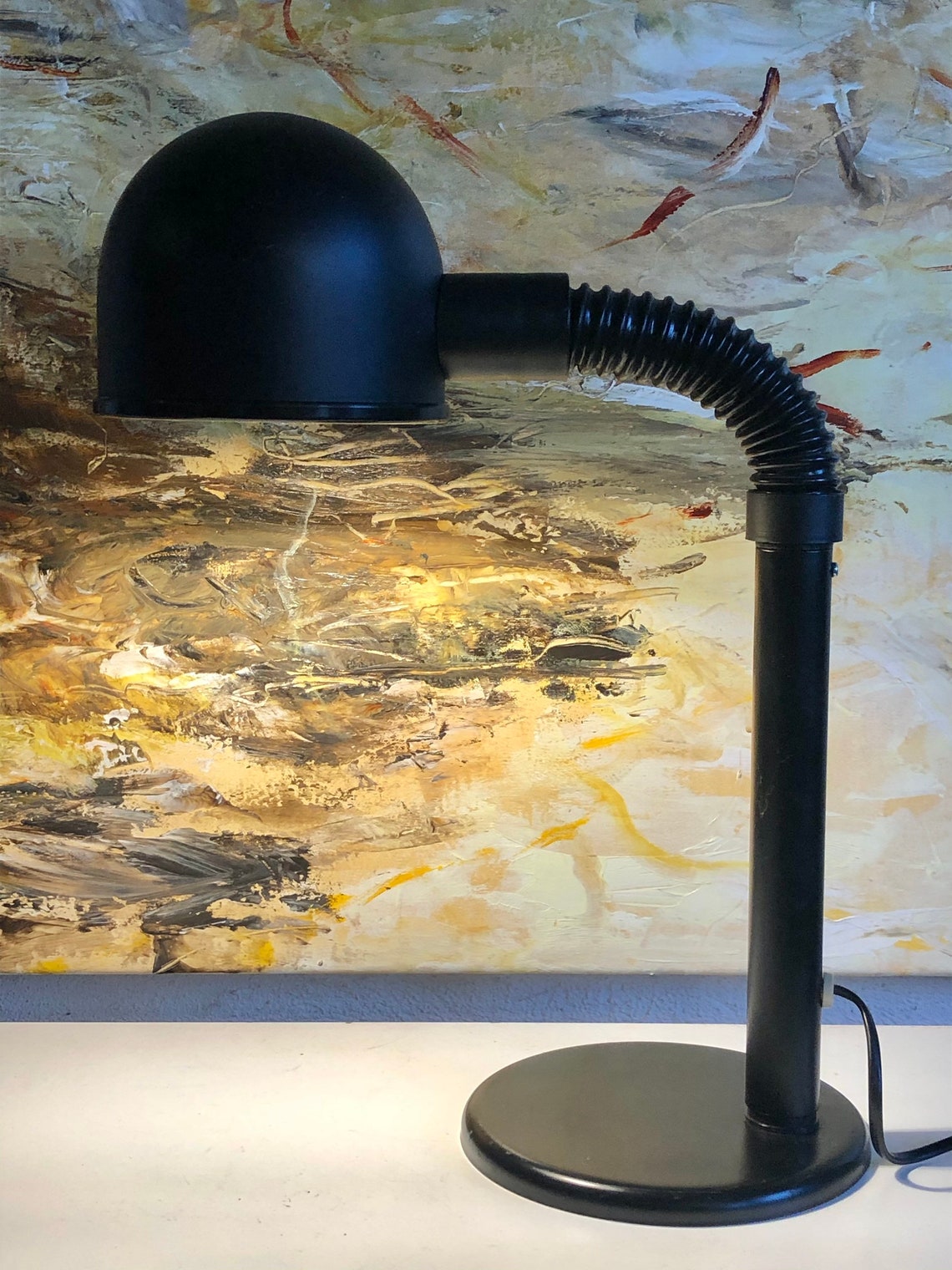 Vintage IKEA Modernist Desk Lamp in Black Metal With Flexible Etsy