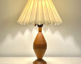 Cute Danish Mid Century Vintage 1960s Teak Wood Table Lamp With