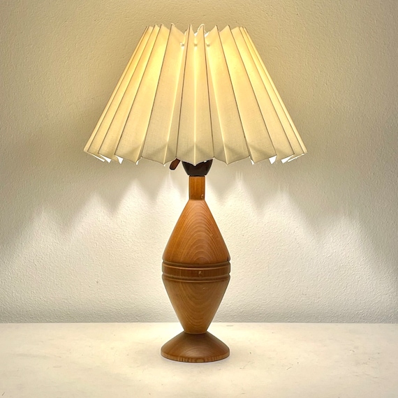 Cute Danish Mid Century Vintage 1960s Teak Wood Table Lamp With