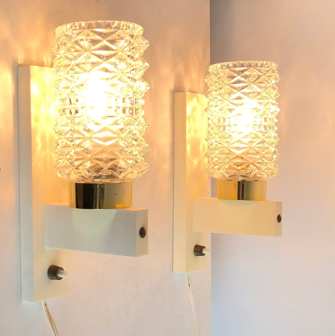 Vintage Pair of Danish Mid Century Design Wall Lamps in White Plastic — free download