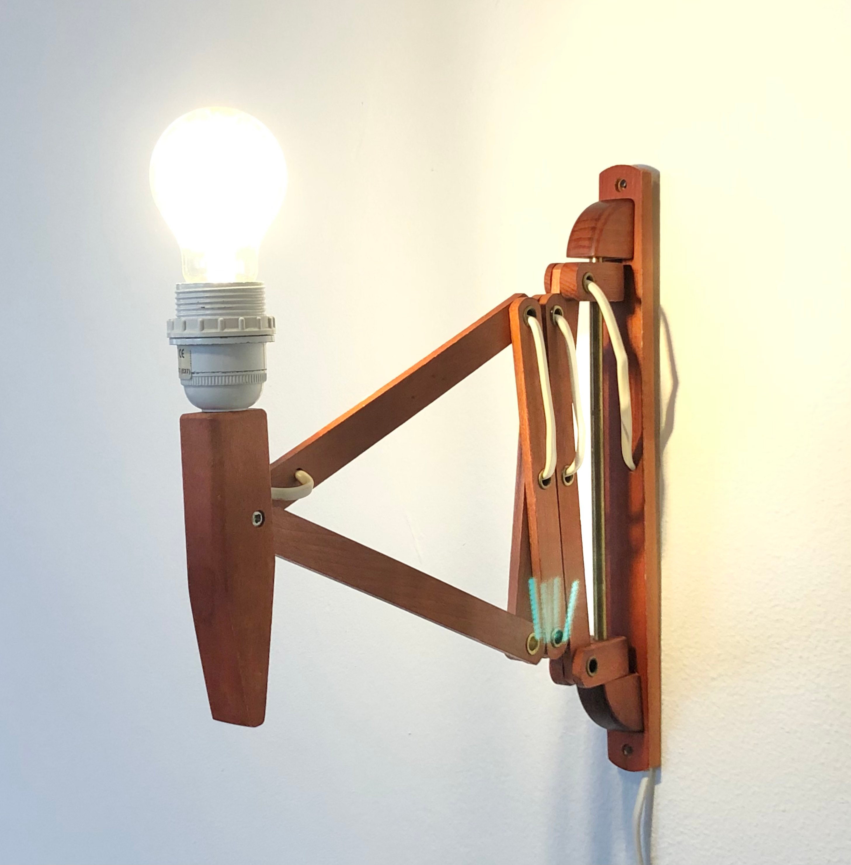 Mid Century Vintage Danalux Scissor Wall Lamp From Denmark in Red