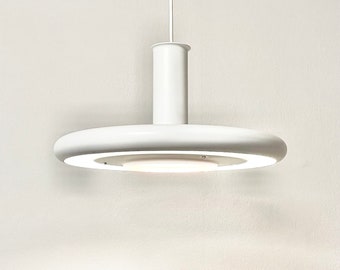 Lampada da soffitto "Optima" minimalista vintage danese della metà del secolo in bianco e rosso - design di Hans Due per Fog & Mørup