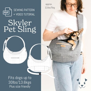 Skyler Pet Sling PDF Sewing Pattern: Adjustable Dog Carrier & Travel Bed (Video Tutorial Included)