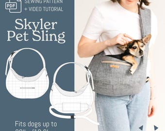 Skyler Pet Sling PDF Sewing Pattern: Adjustable Dog Carrier & Travel Bed (Video Tutorial Included)