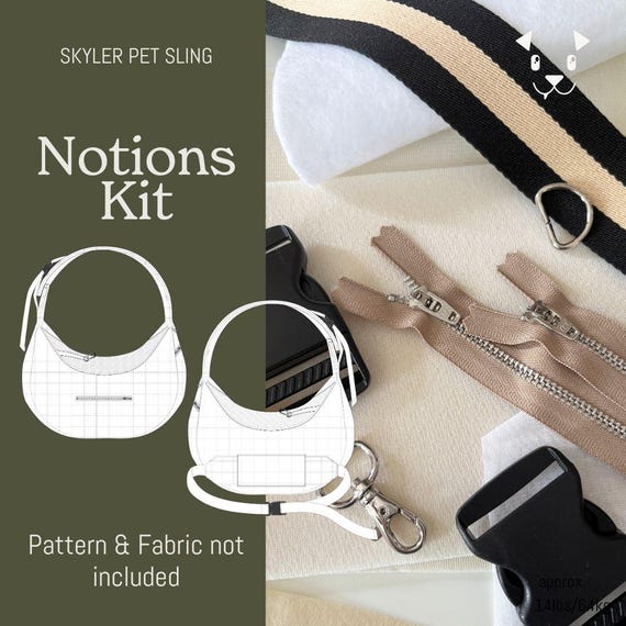 Skyler Pet Sling Notions Kit - Interfacings, Webbing & Hardware - PATTERN SOLD SEPARATE