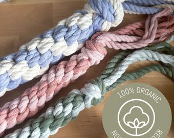 Macrame Dog Tug Toy: Organic Cotton, Earth Friendly Puppy Gift