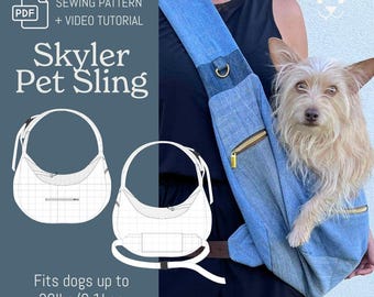 Skyler Pet Sling PDF Sewing Pattern: Adjustable Dog Carrier & Travel Bed (Video Tutorial Included)