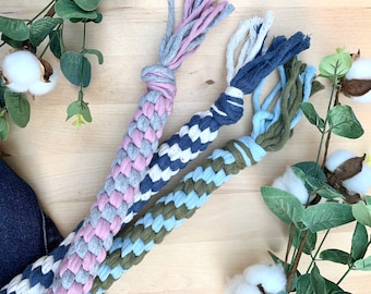 Durable Dog Tug Toy, Macrame Dog Toys,  New Puppy Gift - Pet safe and Earth friendly tug toy designed to keep your pet entertained