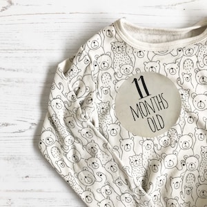 Bébé première année jalon autocollants. Cadeau de naissance. Design neutre.