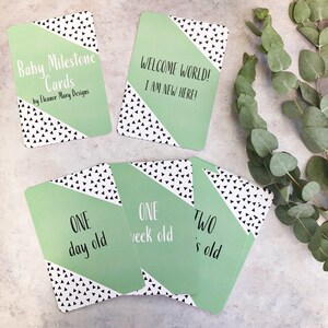 Cartes de jalon géométrique bébé menthe