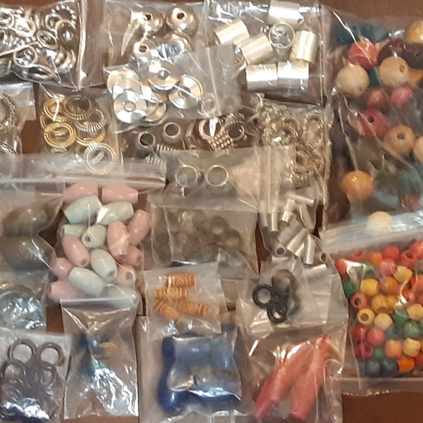 Huge lot of large holed beads. 400+.  Crafts, macrame', etc. Wood, metal, acrylic, etc.  I paid over 300.00 for all of these.    #594