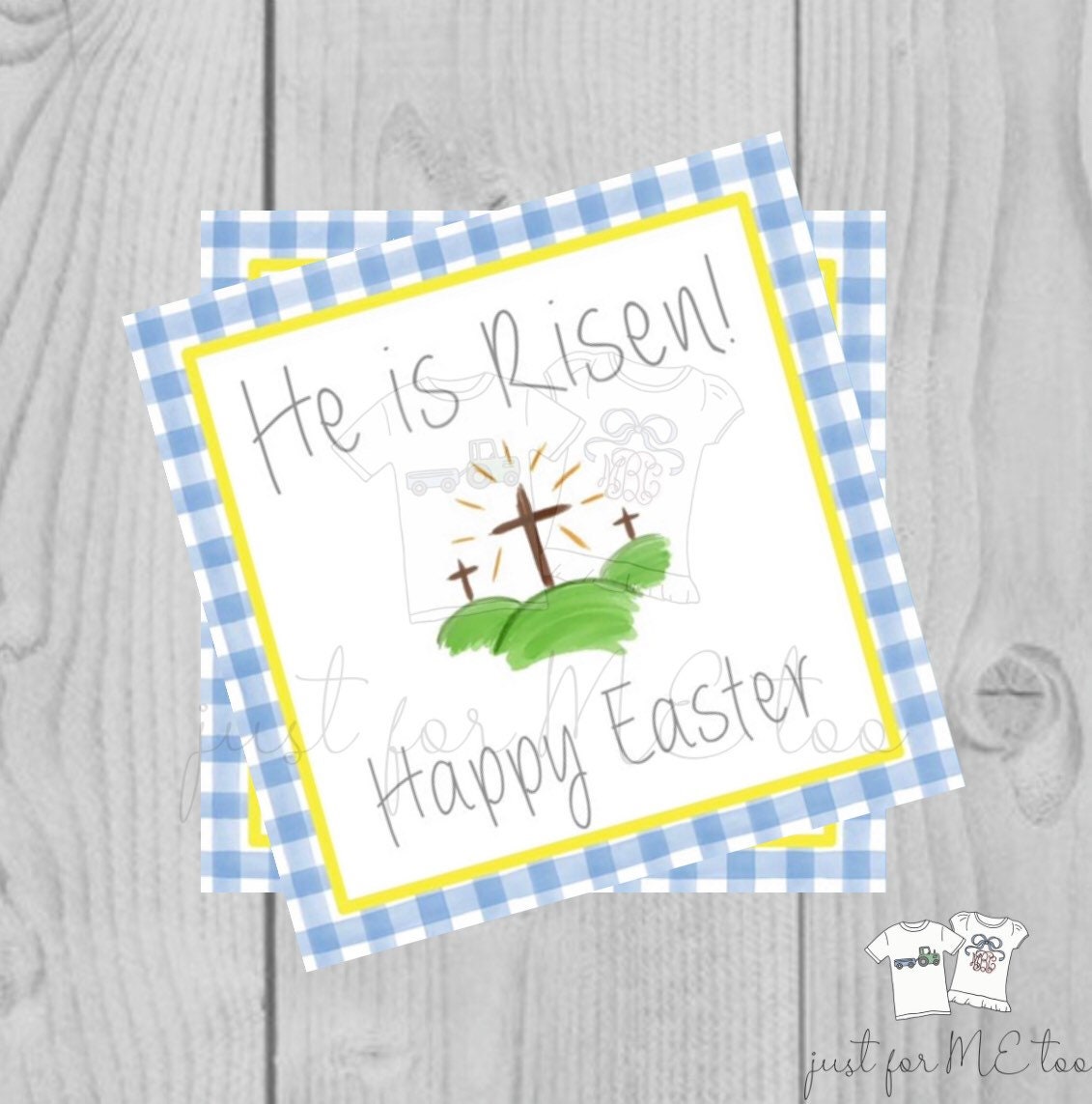 Easter Printable Tags Instant Download He Is Risen Tags Square Gift 