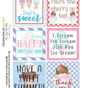 Instant Download Afdrukbare Ice Cream Tag, Instant Download, Afdrukbaar, Vierkant, Cadeaulabel, Bundel, Een beetje blij