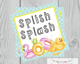 Splish Splash Printable Tags, Pool Float Tag, Instant Download, Summer Tags, Float Tags, Summer, Pool Party, Digital Download