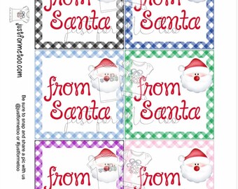 Christmas Bundle 4 Printable Christmas Tags, Instant Download, Christmas Gift Tag, Gifting Tags, from Santa, Colorful Santa tag, Santa Gift